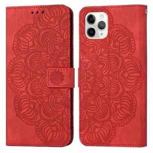 For iPhone 11 Pro Max Mandala Embossed Flip Leather Phone Case (Red)