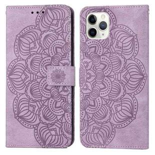 For iPhone 11 Pro Max Mandala Embossed Flip Leather Phone Case (Purple)