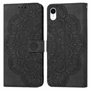 Mandala Embossed Flip Leather Phone Case For iPhone XR(Black)