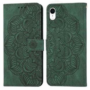 Mandala Embossed Flip Leather Phone Case For iPhone XR(Green)