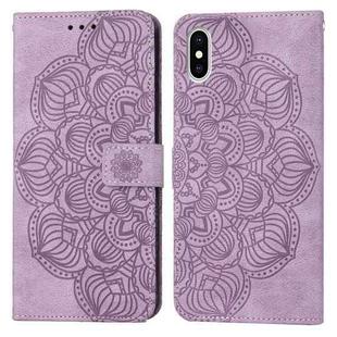 For iPhone XS Max Mandala Embossed Flip Leather Phone Case(Purple)