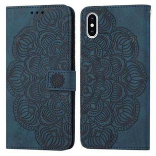 For iPhone XS Max Mandala Embossed Flip Leather Phone Case(Blue)