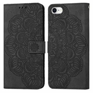 For iPhone SE 2022 / SE 2020 / 8 / 7 Mandala Embossed Flip Leather Phone Case(Black)