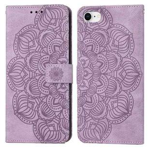 For iPhone SE 2022 / SE 2020 / 8 / 7 Mandala Embossed Flip Leather Phone Case(Purple)