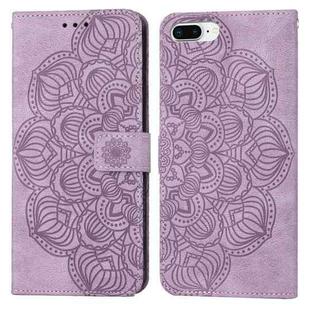 Mandala Embossed Flip Leather Phone Case For iPhone 7 Plus / 8 Plus(Purple)