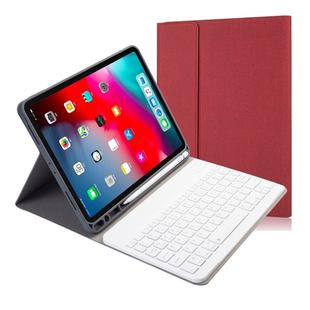 RK11 Cloth Texture Detachable Magnetic Bluetooth Keyboard Horizontal Flip Leather Tablet Case for iPad Pro 11 2020 / 2018 with Holder & Pen Slot(Red)