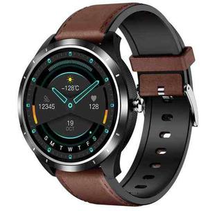 X3 1.3 inch TFT Color Screen Chest Sticker Smart Watch, Support ECG/Heart Rate Monitoring, Style:Brown Leather Watch Band(Black)