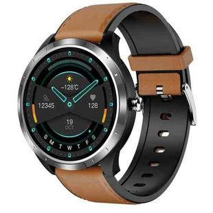 X3 1.3 inch TFT Color Screen Chest Sticker Smart Watch, Support ECG/Heart Rate Monitoring, Style:Coffee Leather Watch Band(Silver)