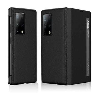For Huawei Mate X2 Litchi Texture Horizontal Flip Leather Phone Case with Smart Touch Call Display ID(Black)