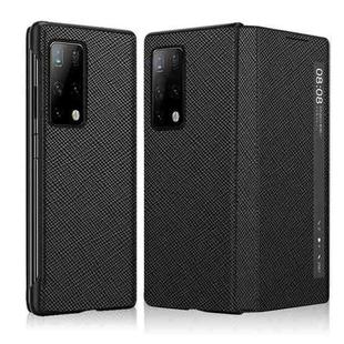 For Huawei Mate X2 Cross Texture Horizontal Flip Leather Phone Case with Smart Touch Call Display ID(Black)