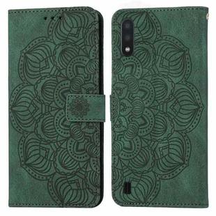 For Samsung Galaxy A01 Mandala Embossed Flip Leather Phone Case(Green)