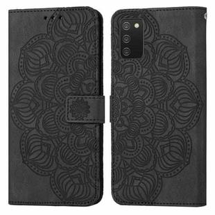 For Samsung Galaxy A02s 166mm Mandala Embossed Flip Leather Phone Case(Black)