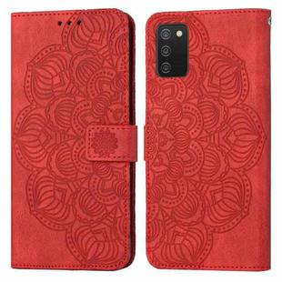 For Samsung Galaxy A02s 166mm Mandala Embossed Flip Leather Phone Case(Red)