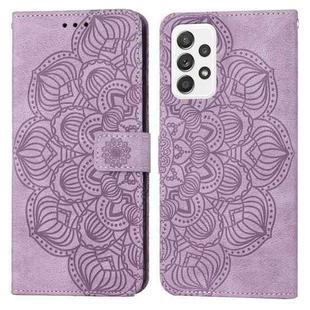 For Samsung Galaxy A23 Mandala Embossed Flip Leather Phone Case(Purple)