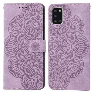 For Samsung Galaxy A31 Mandala Embossed Flip Leather Phone Case(Purple)