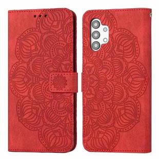 For Samsung Galaxy A32 5G Mandala Embossed Flip Leather Phone Case(Red)