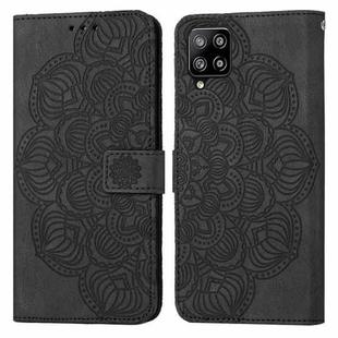 For Samsung Galaxy A42 5G Mandala Embossed Flip Leather Phone Case(Black)