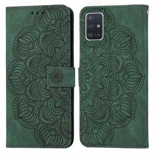 For Samsung Galaxy A51 4G Mandala Embossed Flip Leather Phone Case(Green)