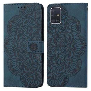 For Samsung Galaxy A51 4G Mandala Embossed Flip Leather Phone Case(Blue)