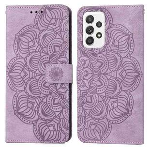 For Samsung Galaxy A52 4G / 5G Mandala Embossed Flip Leather Phone Case(Purple)