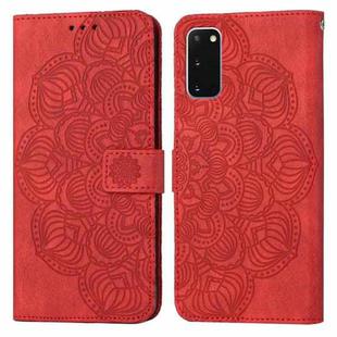 For Samsung Galaxy S20 Mandala Embossed Flip Leather Phone Case(Red)