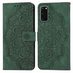 For Samsung Galaxy S20 Mandala Embossed Flip Leather Phone Case(Green)