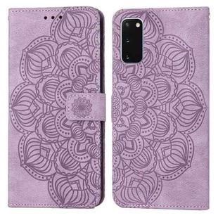 For Samsung Galaxy S20 Mandala Embossed Flip Leather Phone Case(Purple)
