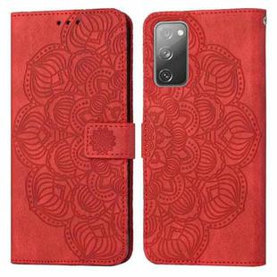 For Samsung Galaxy S20 FE Mandala Embossed Flip Leather Phone Case(Red)
