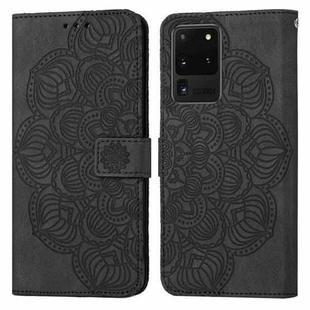 For Samsung Galaxy S20 Ultra Mandala Embossed Flip Leather Phone Case(Black)