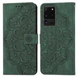 For Samsung Galaxy S20 Ultra Mandala Embossed Flip Leather Phone Case(Green)