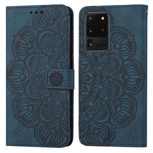For Samsung Galaxy S20 Ultra Mandala Embossed Flip Leather Phone Case(Blue)