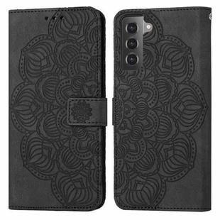 For Samsung Galaxy S21 5G Mandala Embossed Flip Leather Phone Case(Black)
