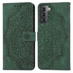 For Samsung Galaxy S21 5G Mandala Embossed Flip Leather Phone Case(Green)