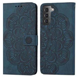 For Samsung Galaxy S21 5G Mandala Embossed Flip Leather Phone Case(Blue)