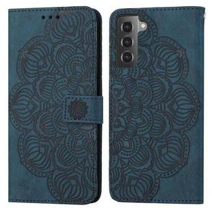 For Samsung Galaxy S21 FE 5G Mandala Embossed Flip Leather Phone Case(Blue)