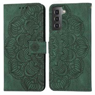 For Samsung Galaxy S21+ 5G Mandala Embossed Flip Leather Phone Case(Green)