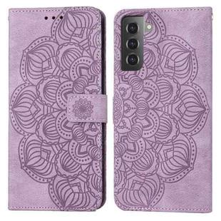 For Samsung Galaxy S21+ 5G Mandala Embossed Flip Leather Phone Case(Purple)