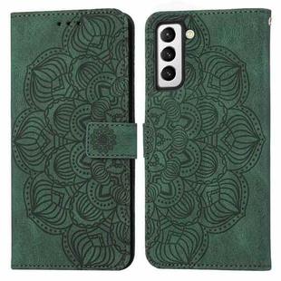 For Samsung Galaxy S22 5G Mandala Embossed Flip Leather Phone Case(Green)