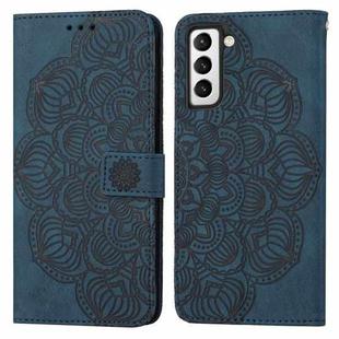 For Samsung Galaxy S22 5G Mandala Embossed Flip Leather Phone Case(Blue)