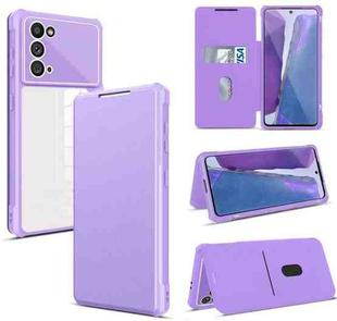 For Samsung Galaxy Note20 Magnetic Flip Leather Phone Case(Purple)