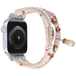 Eye Bead Chain Watch Band For Apple Watch Series 8&7 41mm / SE 2&6&SE&5&4 40mm / 3&2&1 38mm(Pink)