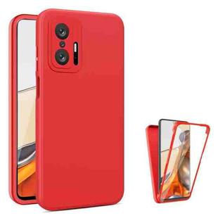 For Xiaomi 11T Pro Imitation Liquid Silicone 360 Full Body Phone Case(Red)
