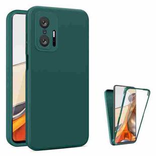 For Xiaomi 11T Pro Imitation Liquid Silicone 360 Full Body Phone Case(Dark Green)