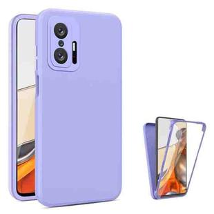 For Xiaomi 11T Pro Imitation Liquid Silicone 360 Full Body Phone Case(Purple)