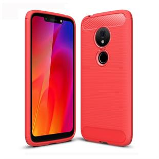 For Motorola Moto G7 Play US Version Brushed Texture Carbon Fiber TPU Case(Red)