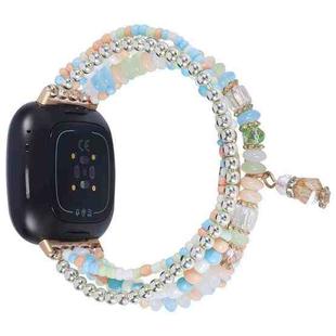 For Fitbit Versa 3 / Sense Eye Bead Chain Watch Band(Pink)