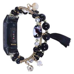 For Fitbit Versa 3 / Sense Round Bead Chain Watch Band(Black)
