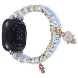 For Fitbit Versa 3 / Sense Palm Bead Chain Watch Band(Blue)