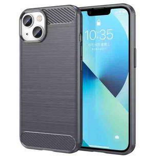 For iPhone 14 Brushed Texture Carbon Fiber TPU Phone Case (Grey)