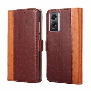 For vivo Y55s 5G Ostrich Texture Horizontal Flip Leather Case(Brown)